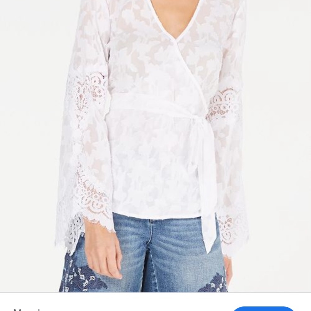 🆕 INC Bright white lace wrap top